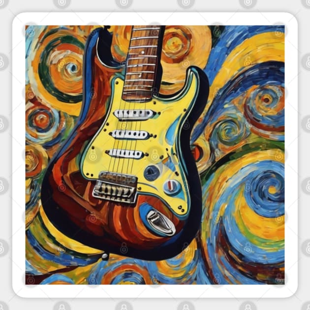 Fender Stratocaster - Van Gogh Style Sticker by ToochArt